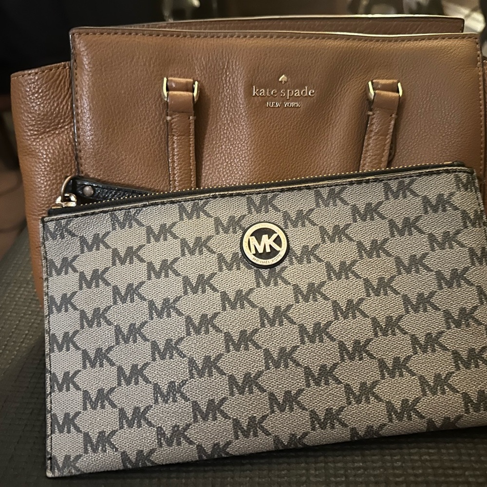Michael Kors Black and Gray Logo Clutch